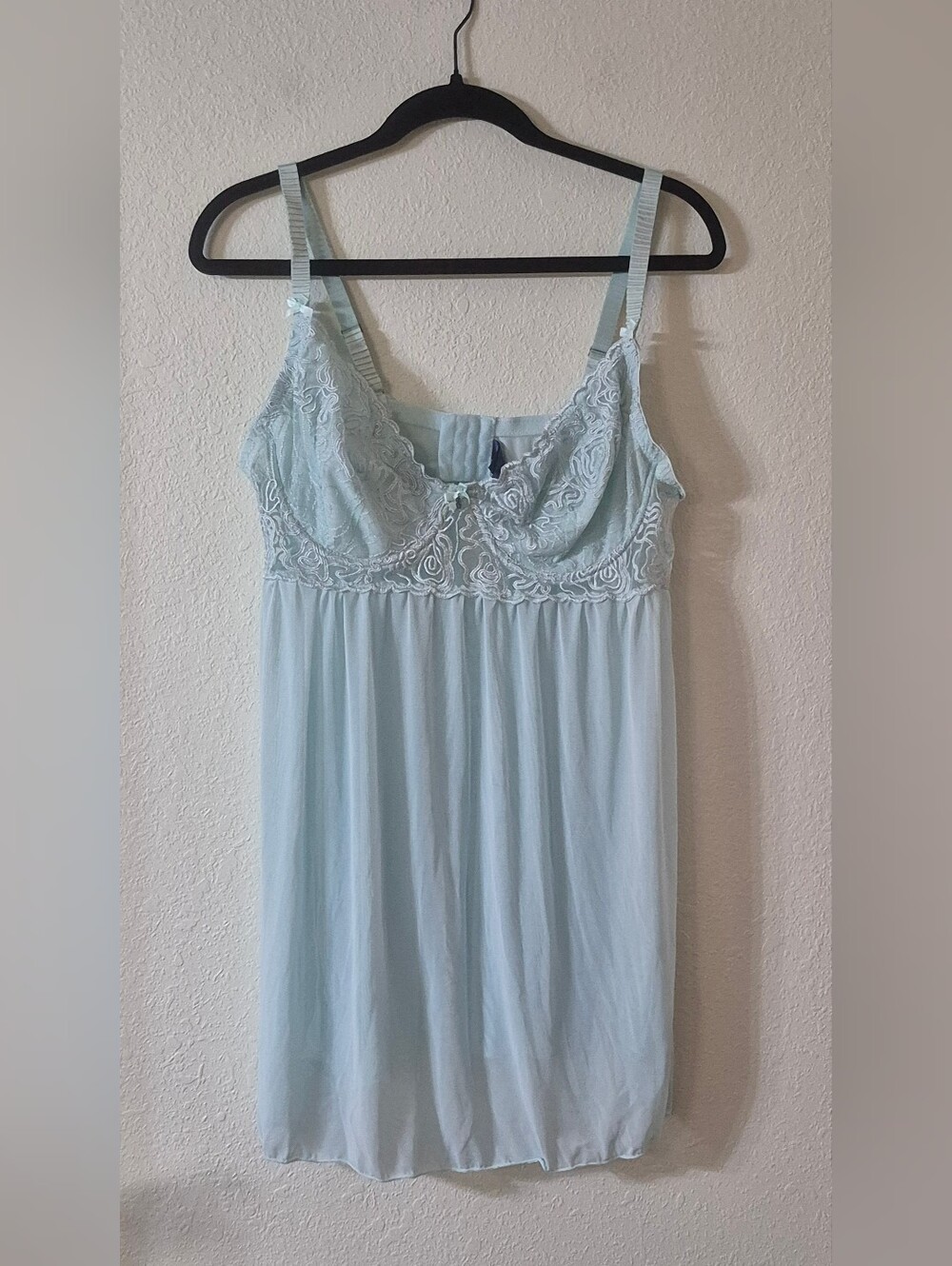 RACHEL Rachel Roy Light Blue Lace Trim Chemise Slip
